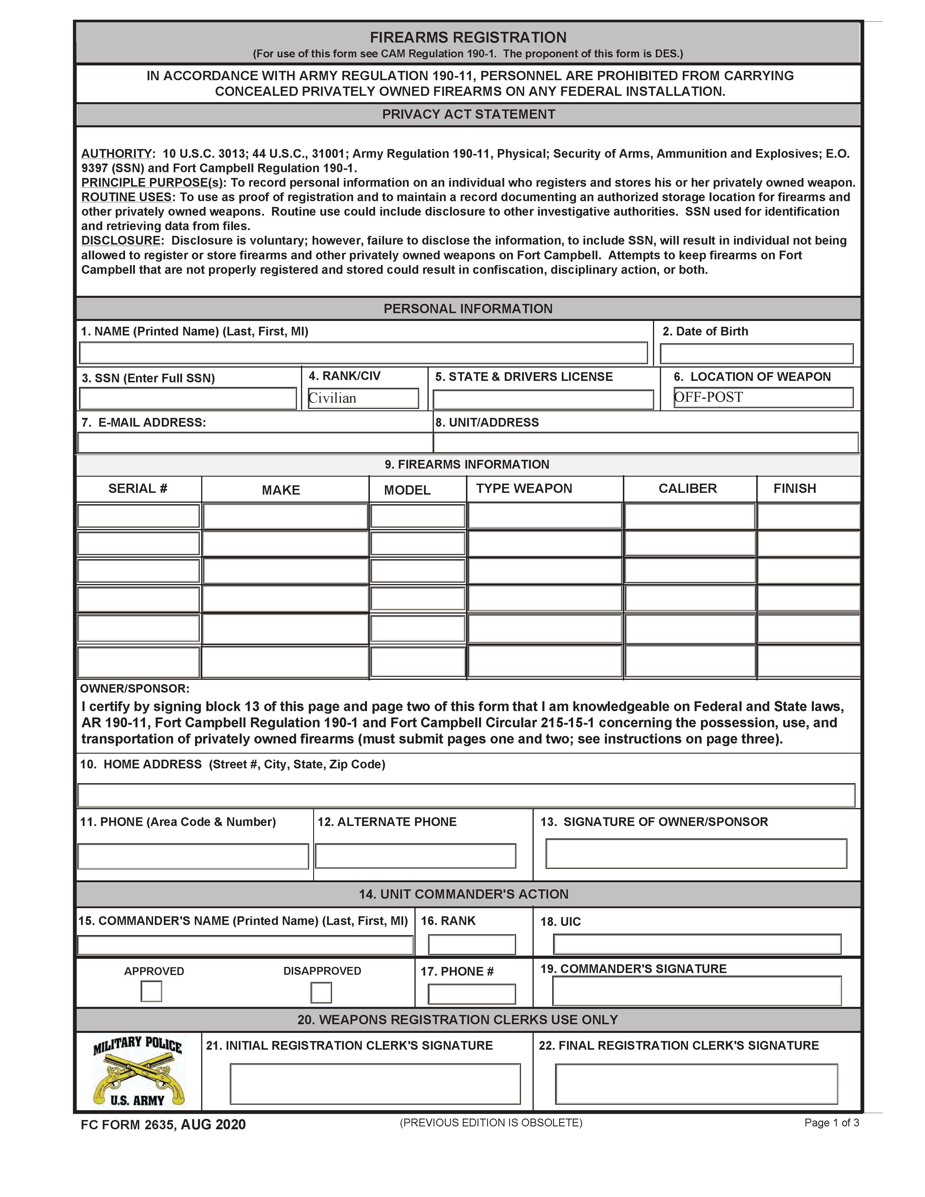 Forms - Fort Campbell - iSportsman